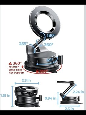 Car Monunt 360° Adjustable Black Phone Ring & Suction Mount